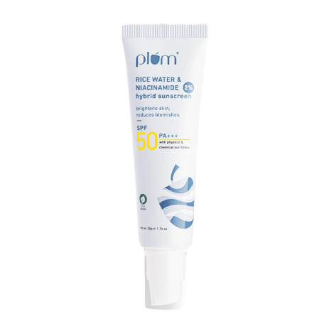Plum Rice Water & Niacinamide 2% Hybrid Sunscreen SPF 50 PA+++ 50g (Korea)