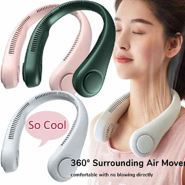 USB Rechargeable Portable Mini Bladeless Neck Fan Neck Cooler