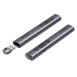 Vention Wireless Presentation Clicker with Red Laser Pointer – Gray