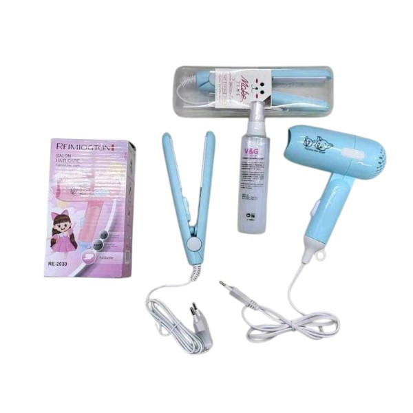 Mini hair dryer and Mini hair straightener Combo