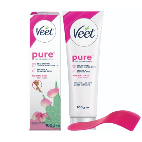 Veet Pure Organic Aloe Vera & Rose Extracts Hair Removal Cream 100g (India)