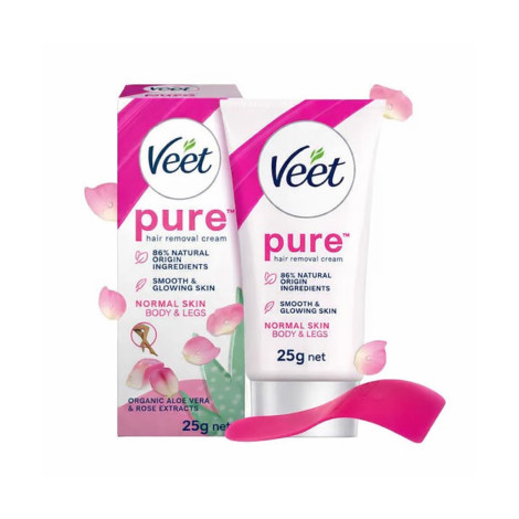 Veet Pure Aloe Vera & Rose Extracts Hair Removal Cream 25g (India)
