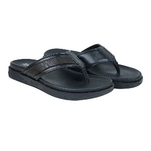 Apex Black Leather Sandal For Men