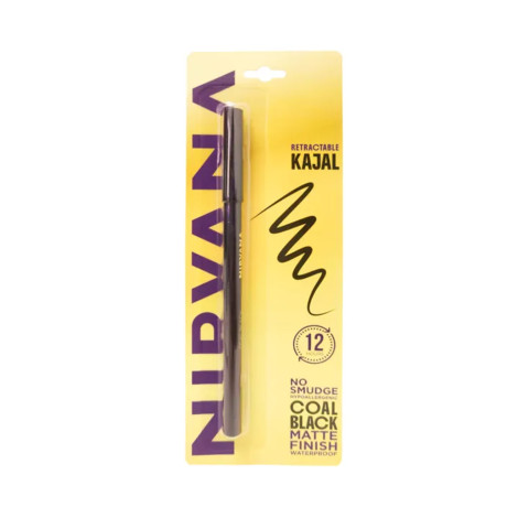 Nirvana No Smudge  Coal Black Matte Finish Waterproof Retractable Kajal 1g (China)