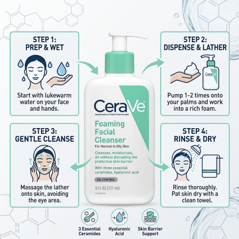 CeraVe Foaming Cleanser For Normal To Oily Skin 237ml (USA)