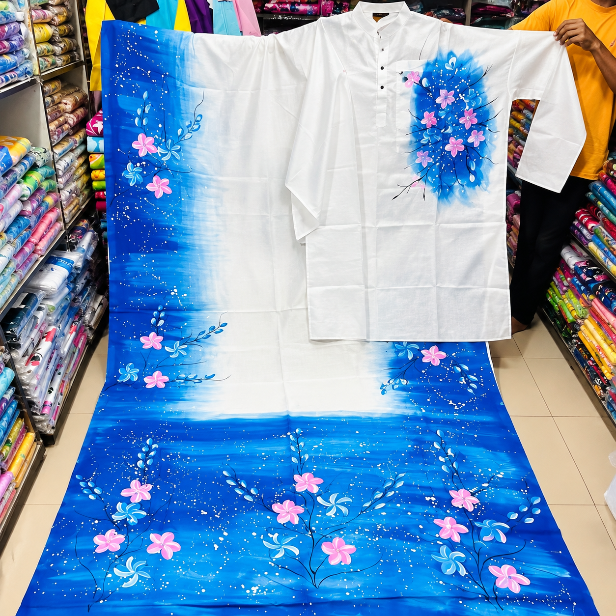 Attractive Hand-Painted Couple Set (Saree and Panjabi)