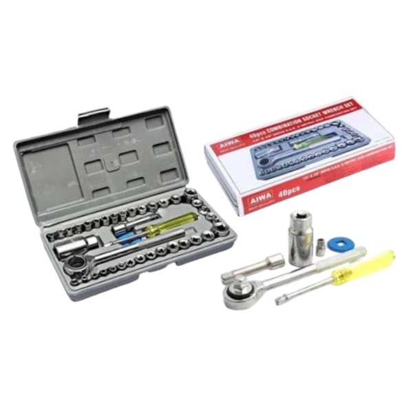40 Pcs Combination Socket Wrench Set With Box – Silver