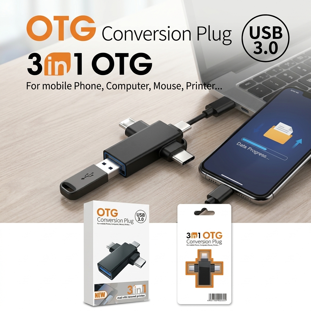3-in-1 USB 3.0 OTG Conversion Plug