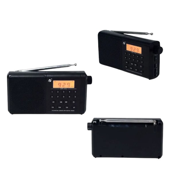 KTF-1715 Bluetooth, TF Card & FM/MW/SW 3 Bands Radio & Clock Supported Digital Display Speaker