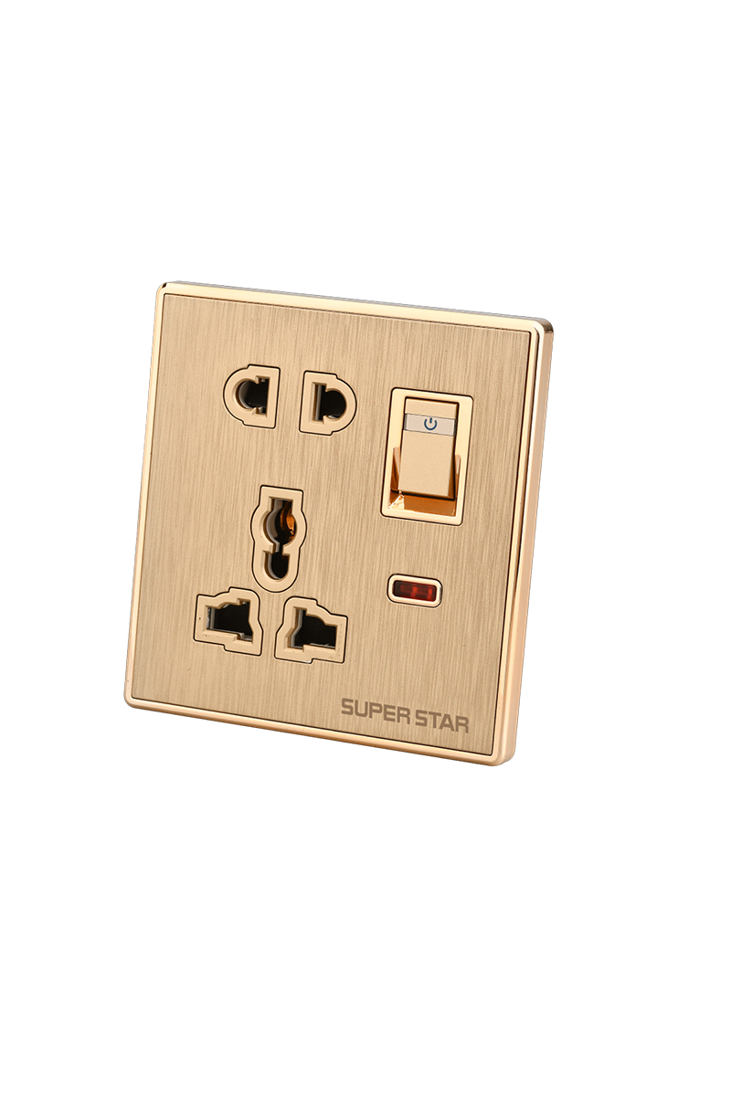 Super Star Glamour 2 & 3 Pin Multi Socket With Switch