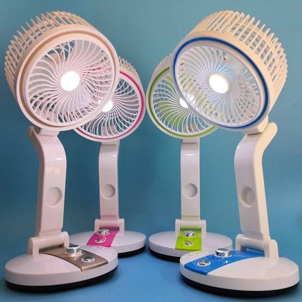 Rechargeable Folding Table Fan with Led Light