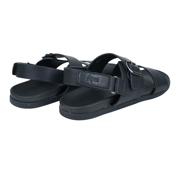 Apex Black Synthetic Sandal For Men
