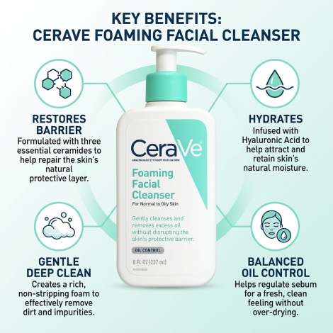 CeraVe Foaming Cleanser For Normal To Oily Skin 237ml (USA)