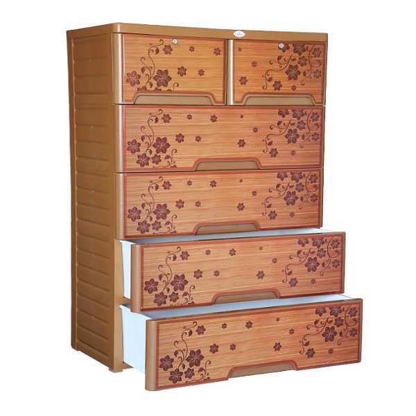 RFL Wardrobe Double 5D KD Deluxe Teak Wood Brown