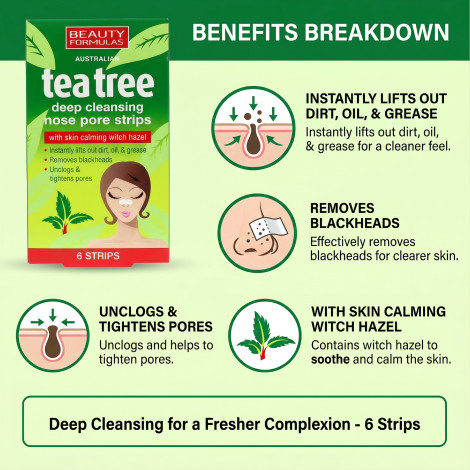 Beauty Formulas Tea Tree Nose Pore Strips 6s (China)