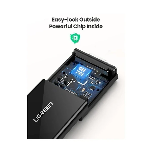 Ugreen 40248 HDMI Male to VGA, 3.5mm & Type-C Female, Black Converter
