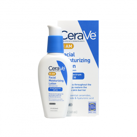 CeraVe AM Oil-Free Facial Moisturizing Lotion With Sunscreen SPF30 60ml (USA)