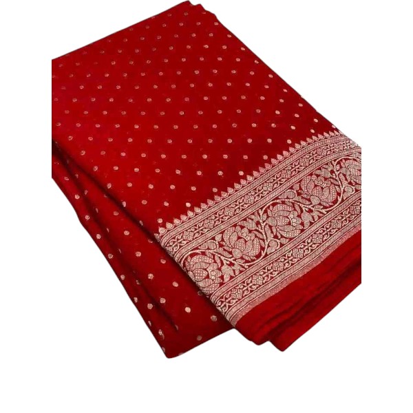 Block Print Work on Half Silk Saree