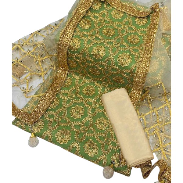 Semi-Stitched Georgette Embroidery Three-Piece Set