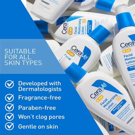 CeraVe AM Facial Moisturizing Lotion with Sunscreen SPF 50 89ml (USA)