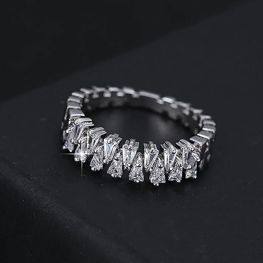 Double Rows Diamond Rings for Womens