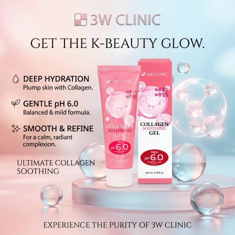 3W Clinic pH 6.0 Collagen Soothing Gel 120ml (Korea)