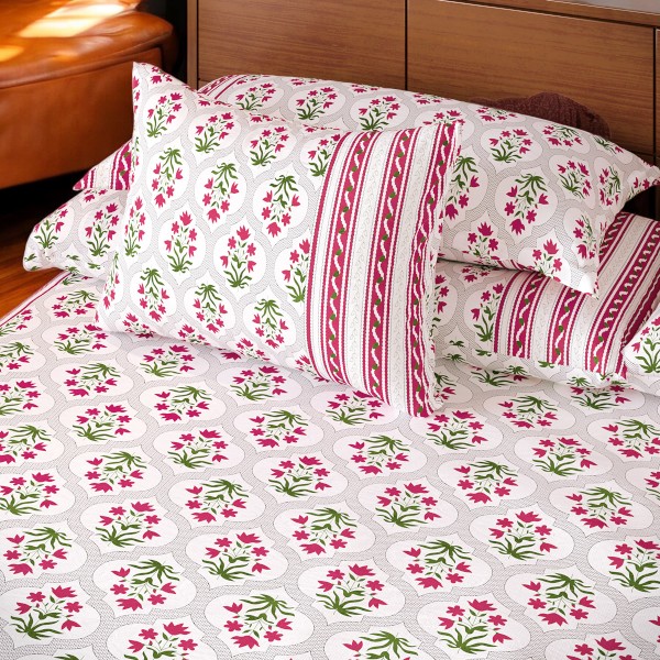 Regal Bed Sheet-303 (Five Flower-Magenta)