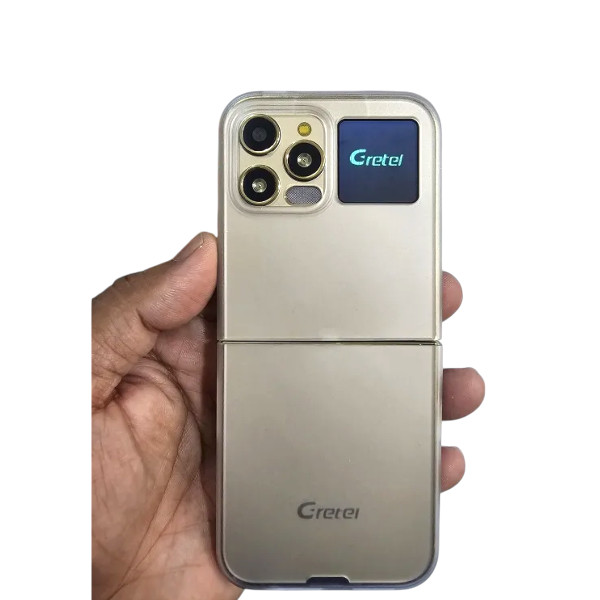 Gretel G7 Flip Folding Phone Dual Display Caseing ( Gold)