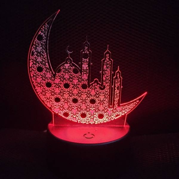 GearUP Acrylic Multicolor Night Lamp (Ramadan Mubarak) – White Base
