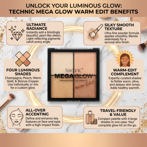 Technic Mega Glow Highlighter - Warm Edit (China)