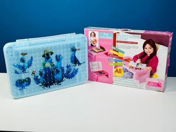 Folding Baby Reading Writing Portable Desk With Compartment- Blue Color