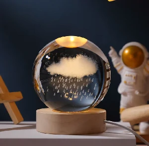 3D Crystal Ball – Rain Cloud (7 Color Base)