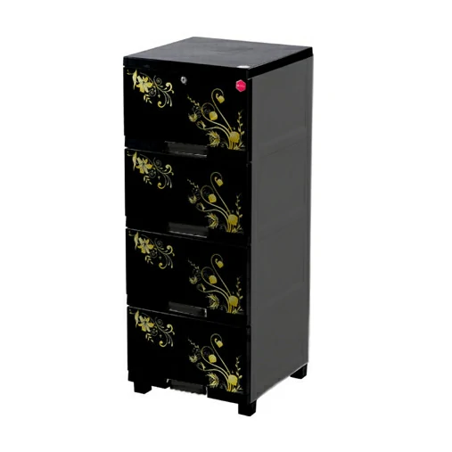 Premio Silver Advance Wardrobe - 4 Drawer- Black