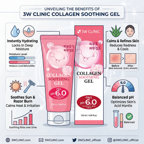 3W Clinic pH 6.0 Collagen Soothing Gel 120ml (Korea)