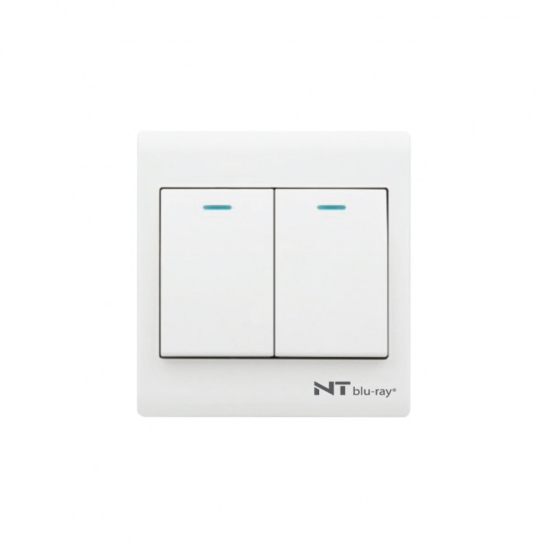 NT blu-ray Primo White 2 Gang 1 Way Switch