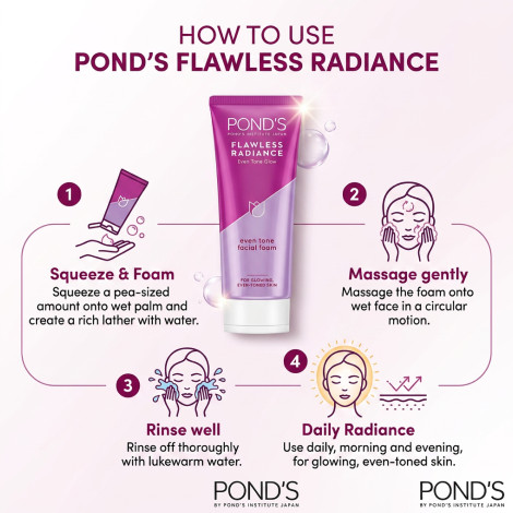Pond's Flawless Radiance Even Tone Glow Facial Foam 100g (Thailand)
