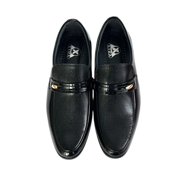 26068-Black Reptilian Pattern Slip-On Formal Shoes for men