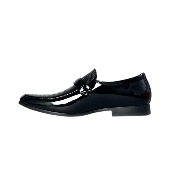 26068-Black Reptilian Pattern Slip-On Formal Shoes for men
