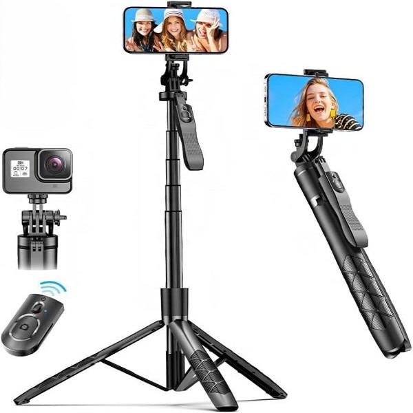 {K-28}Long Video Stand Cum Selfie Stick Tripod with Remote – 360° Rotation Phone Stand with Wireless Remote Con