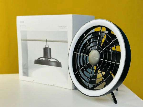 JISULIFE FA17 Rechargeable Fan with LED Light and Table Tripod